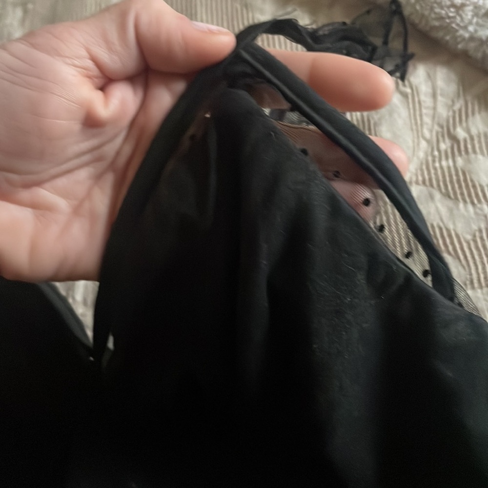 NWOT black bodysuit with ruffle straps - Picture 4 of 7
